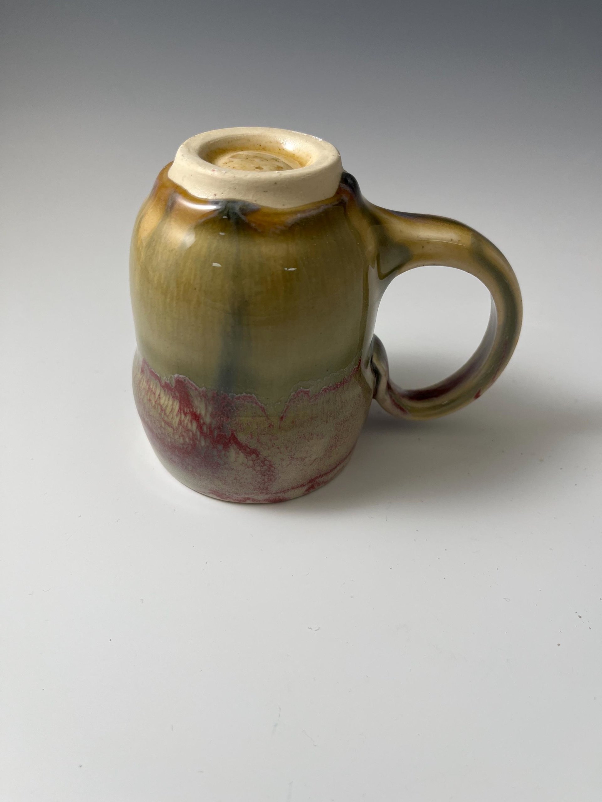 Small Handmade Ceramic Raspberry Red and Maple Sugar Glazed Mug