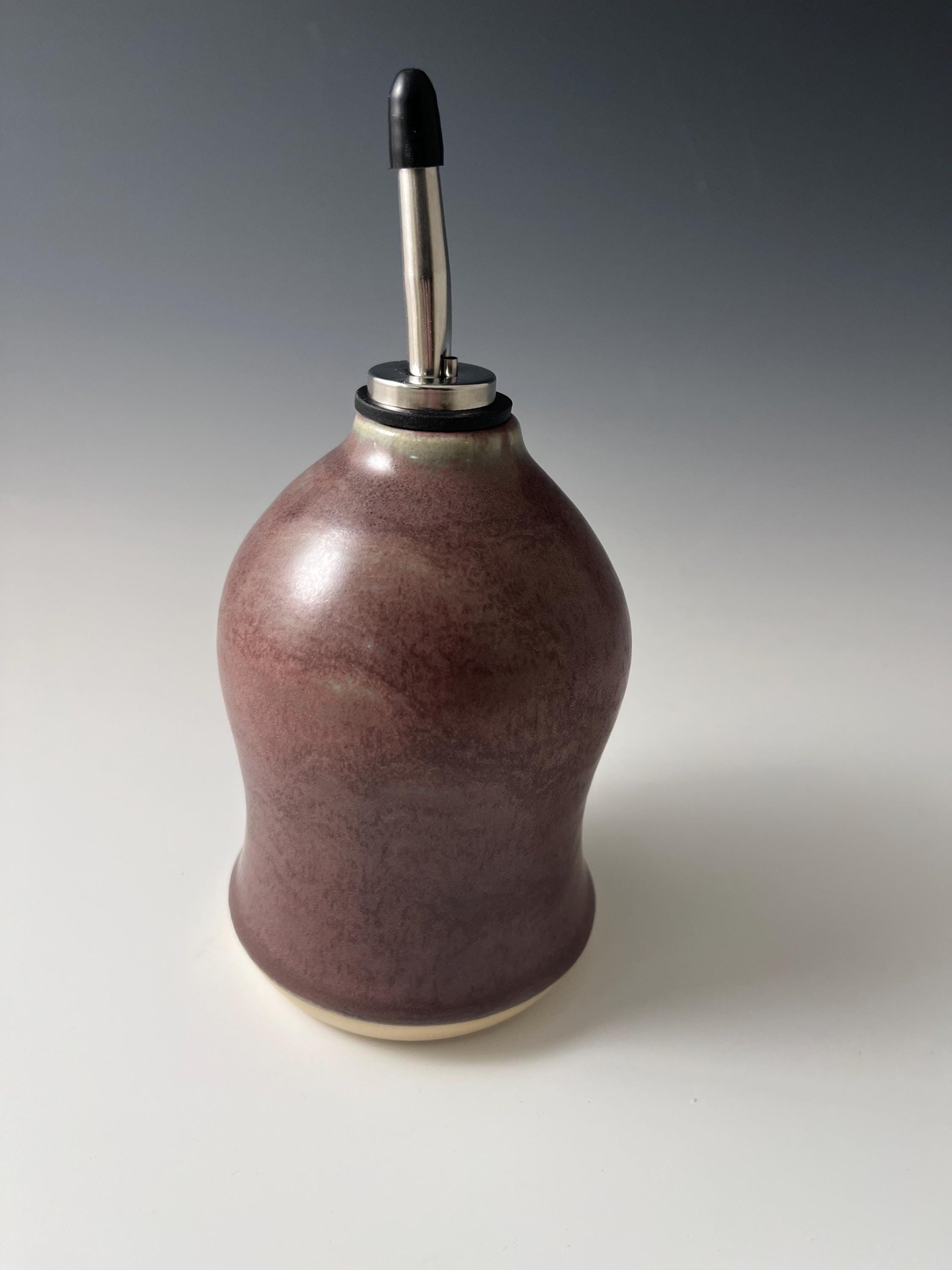 Handmade Ceramic Oil or Vinegar Dispenser - Purple Aubergine