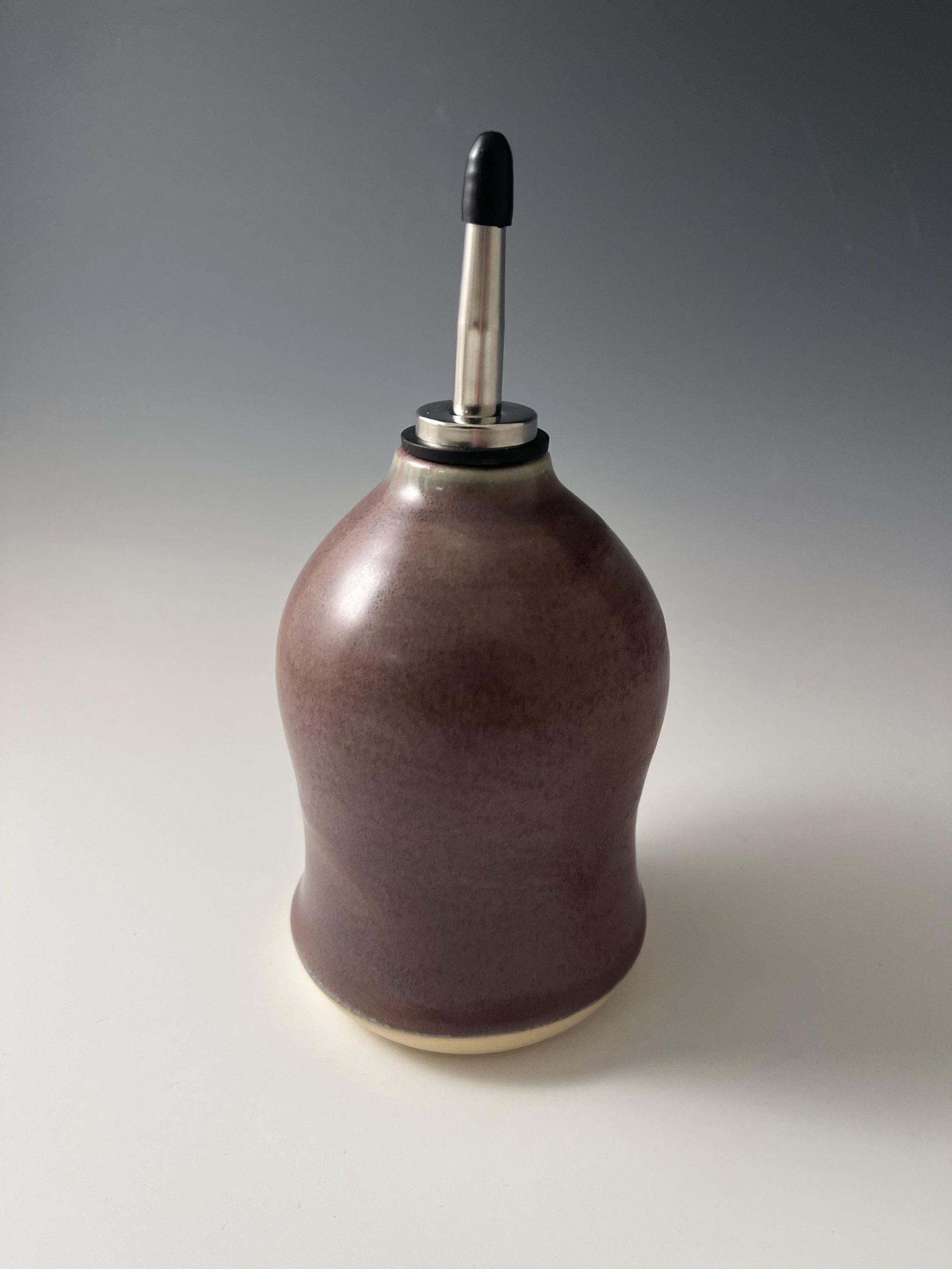 Handmade Ceramic Oil or Vinegar Dispenser - Purple Aubergine