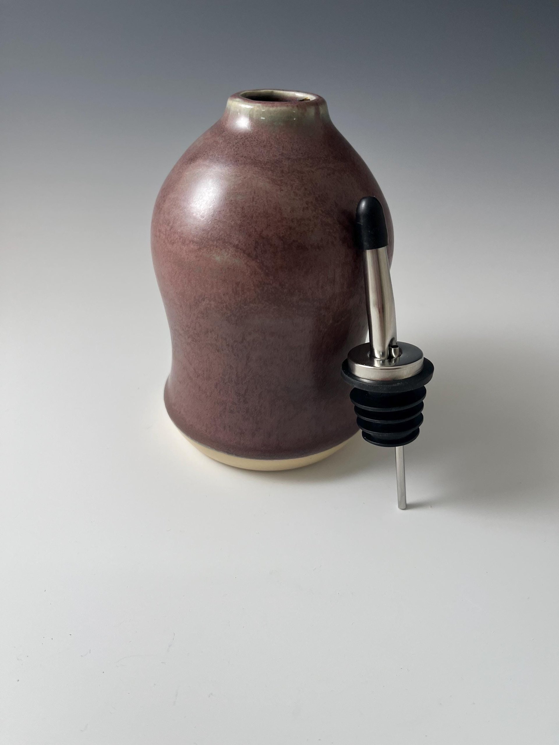 Handmade Ceramic Oil or Vinegar Dispenser - Purple Aubergine