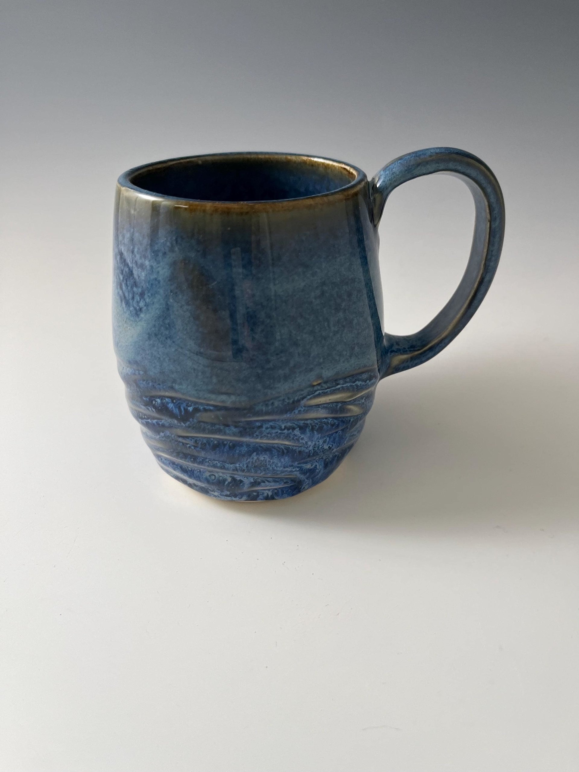 Handmade Ceramic Blue Carved Mug