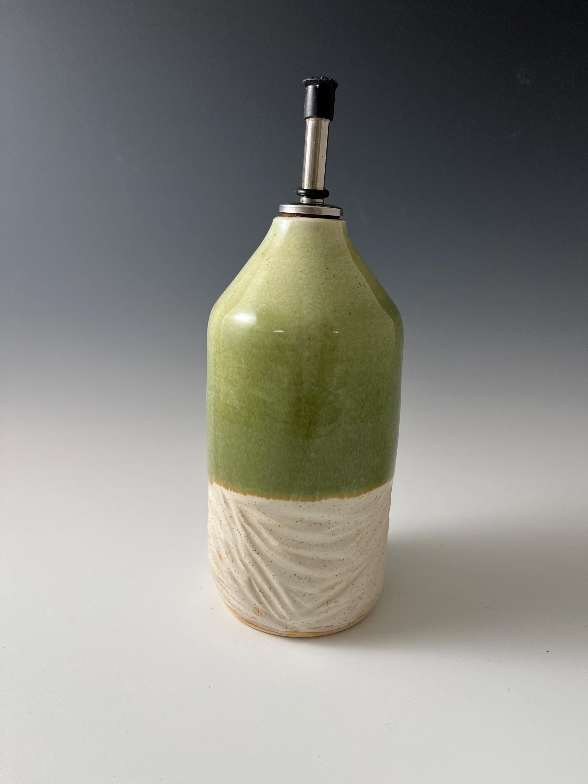 Handmade Ceramic Oil or Vinegar Dispenser - spearmint green
