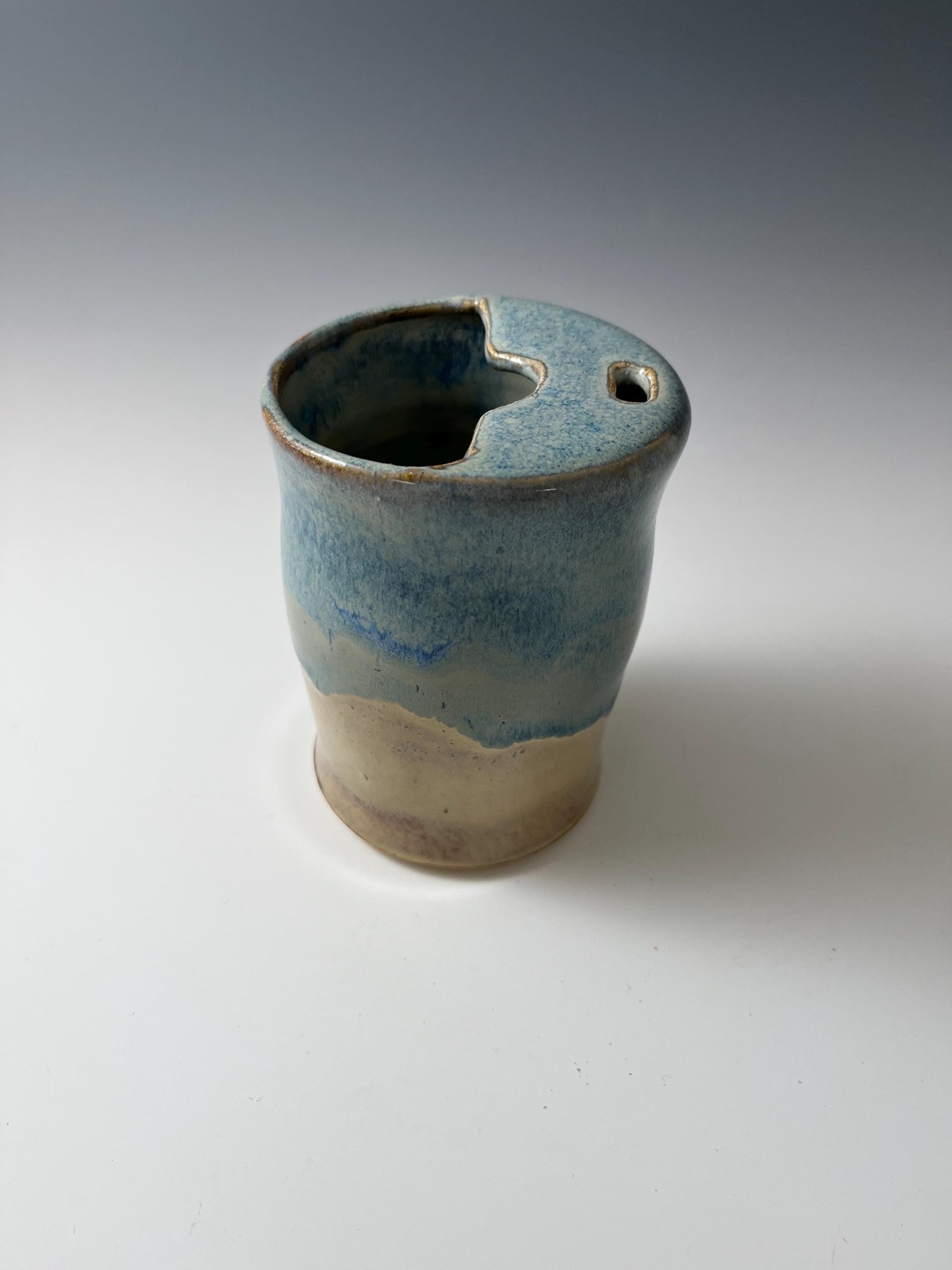 Handmade Ceramic Blue and Cream Travel Mug