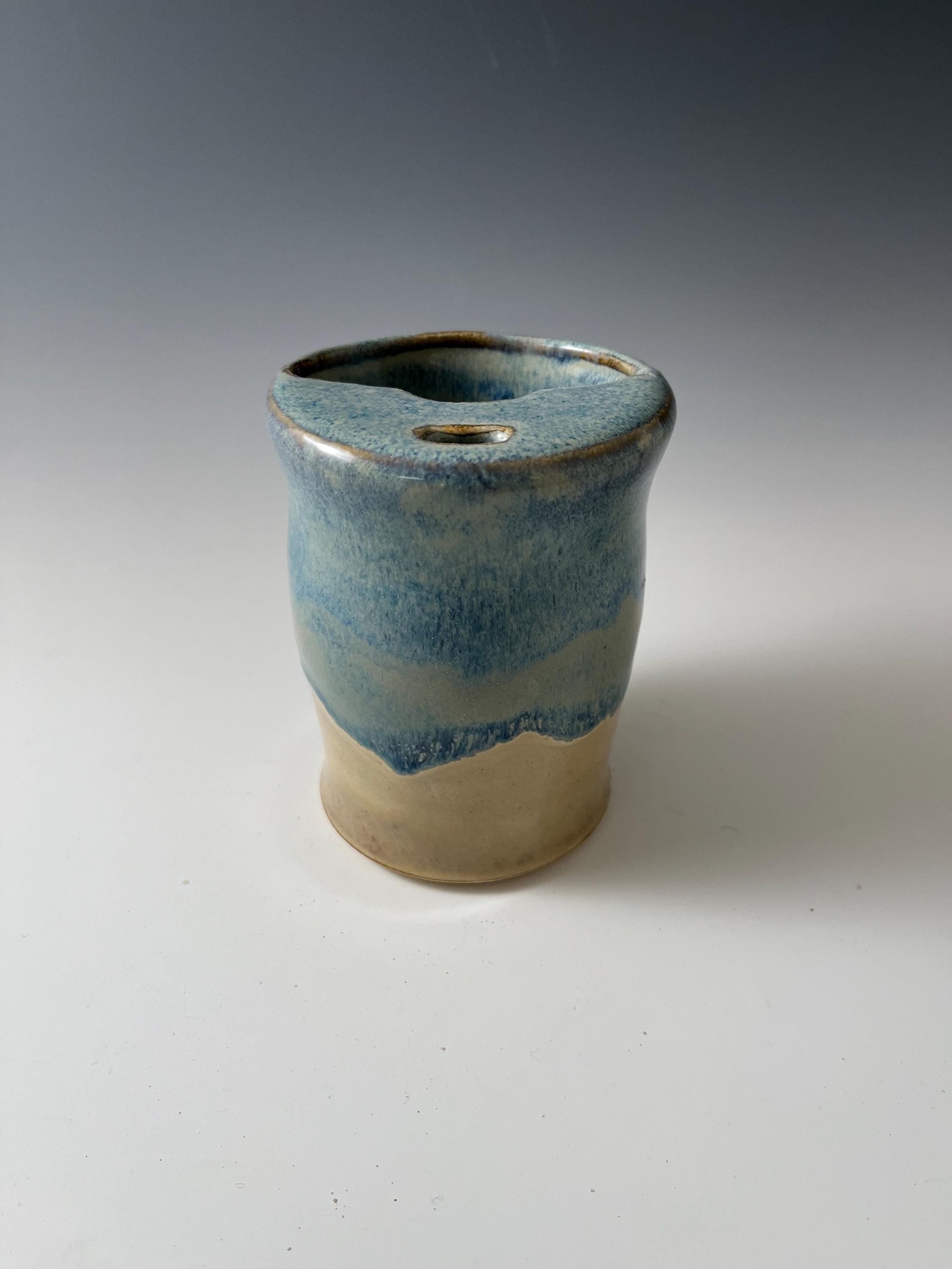 Handmade Ceramic Blue and Cream Travel Mug