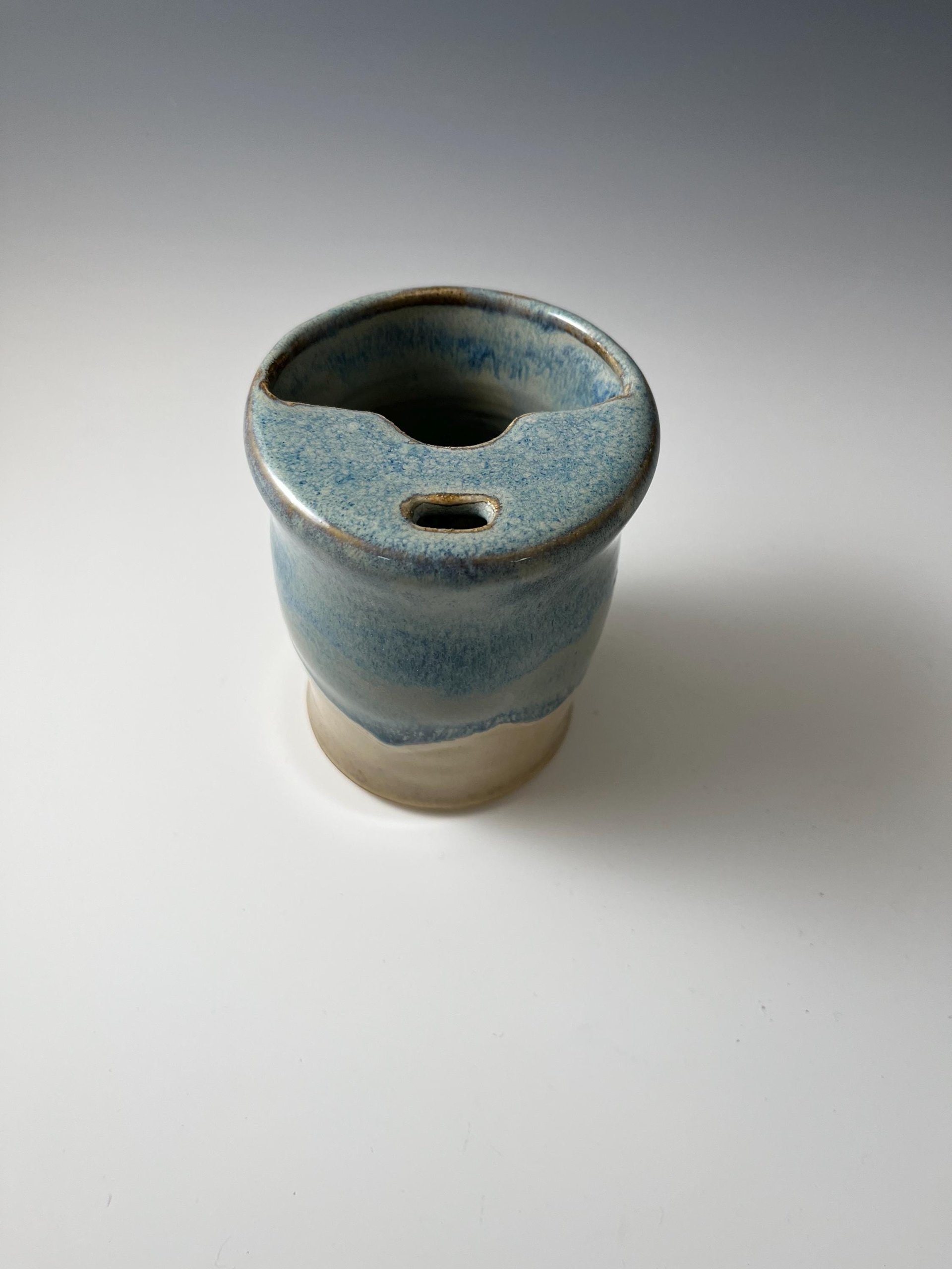 Handmade Ceramic Blue and Cream Travel Mug