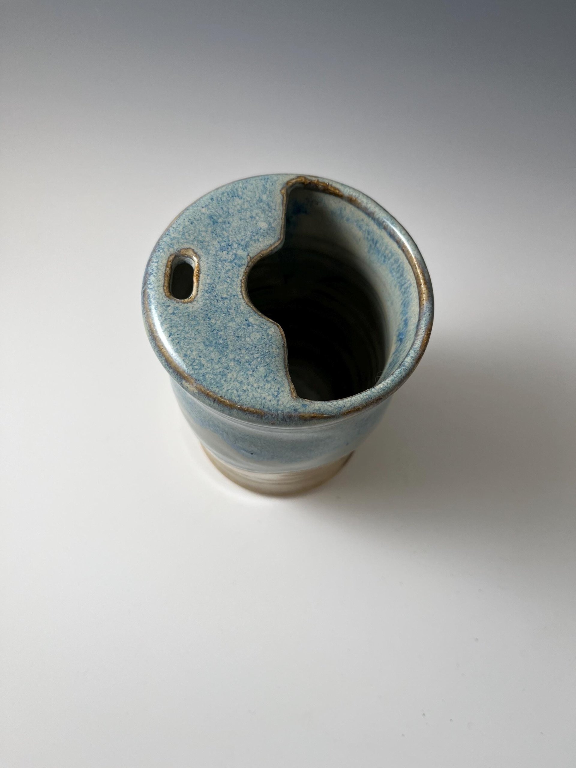 Handmade Ceramic Blue and Cream Travel Mug