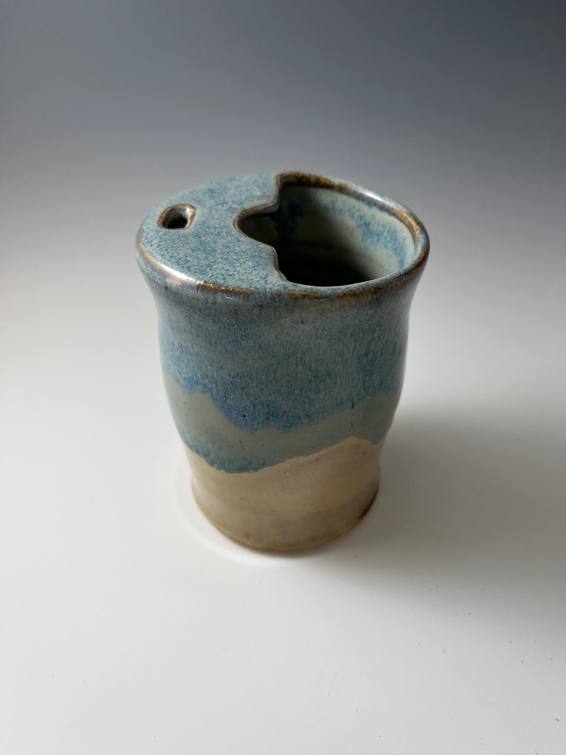 Handmade Ceramic Blue and Cream Travel Mug