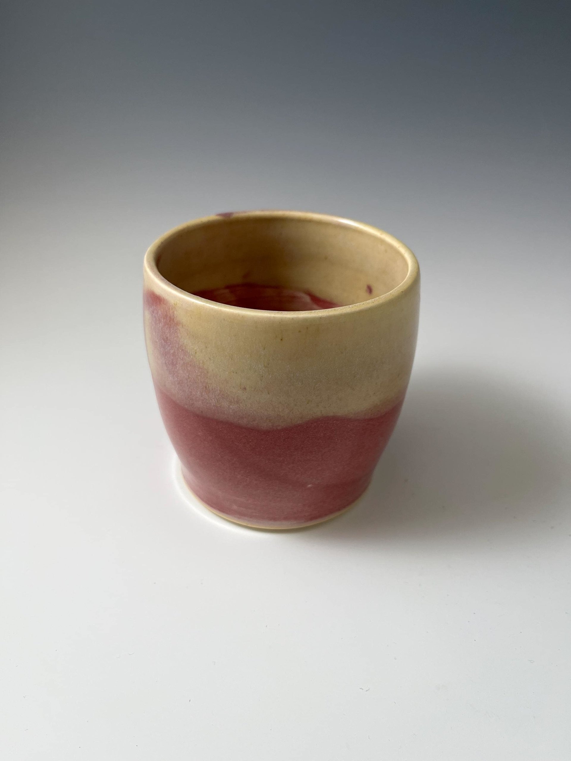 Handmade Rasberry Red and Cream Ceramic Tumbler