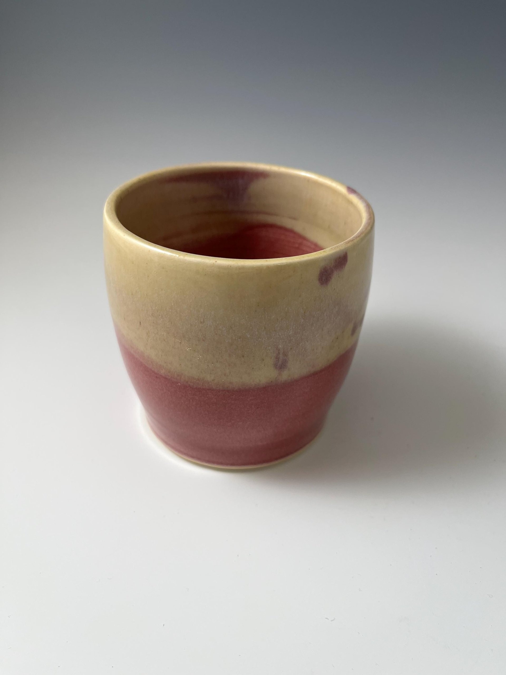 Handmade Rasberry Red and Cream Ceramic Tumbler