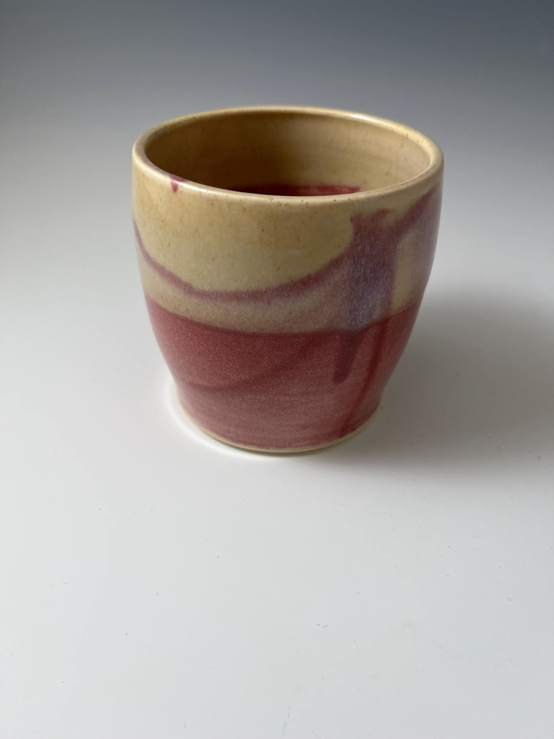 Handmade Rasberry Red and Cream Ceramic Tumbler