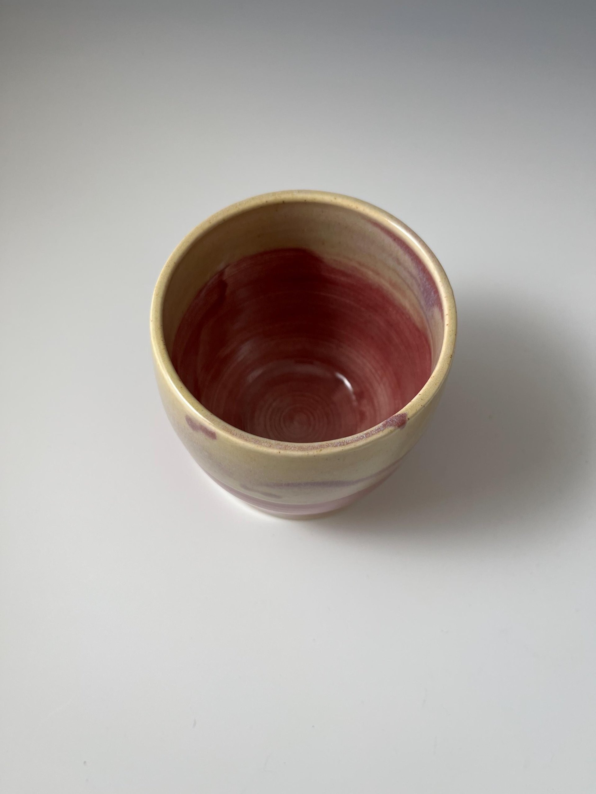 Handmade Rasberry Red and Cream Ceramic Tumbler