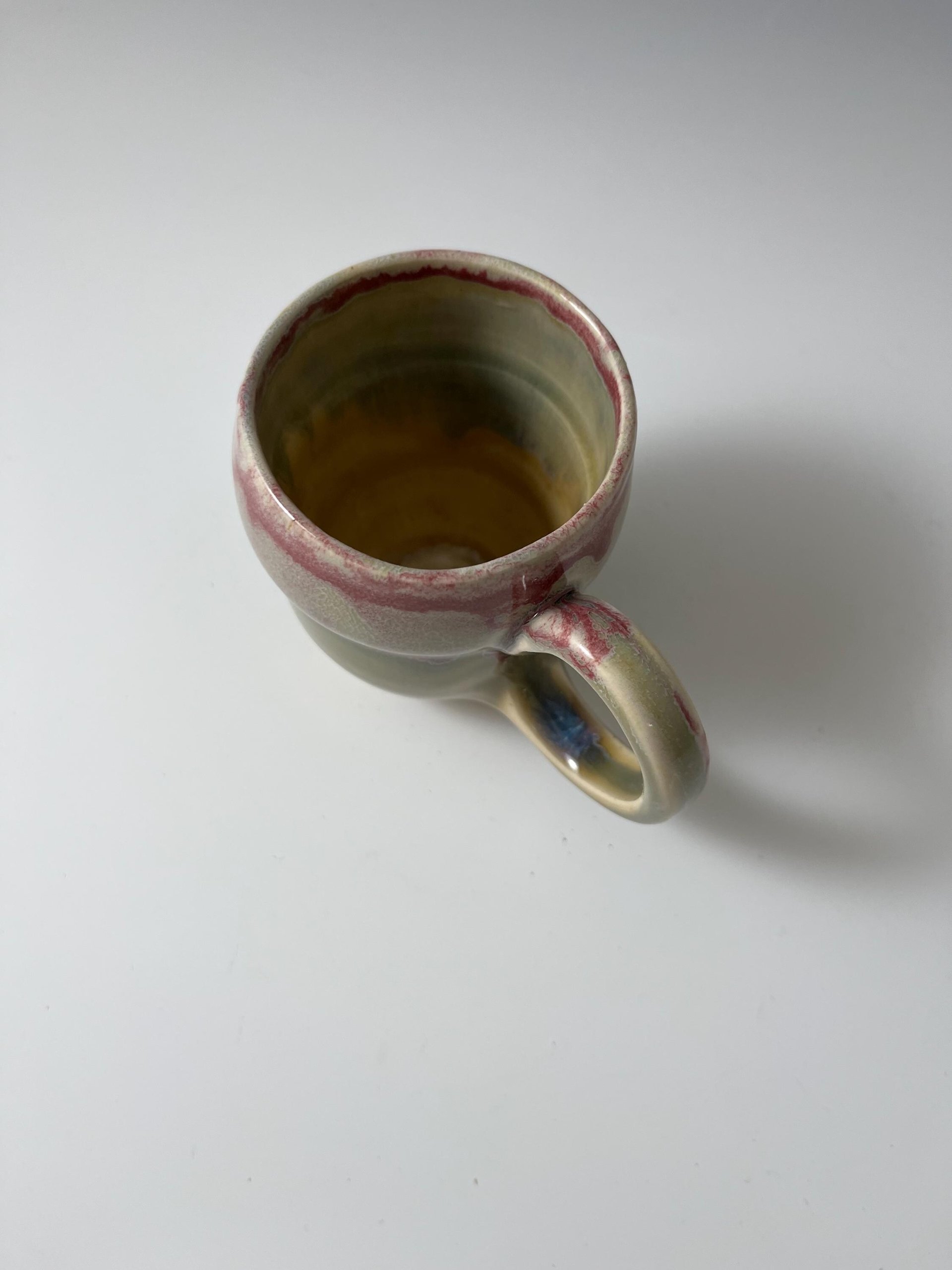 Small Handmade Ceramic Raspberry Red and Maple Sugar Glazed Mug