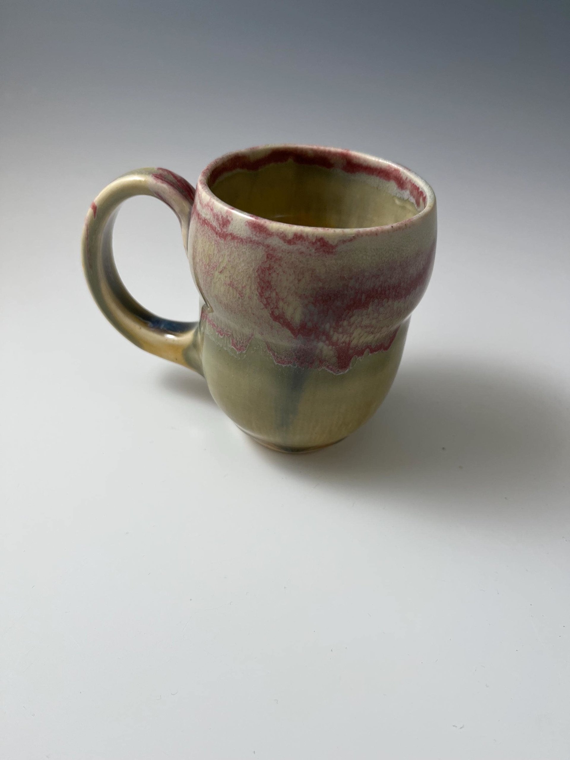 Small Handmade Ceramic Raspberry Red and Maple Sugar Glazed Mug