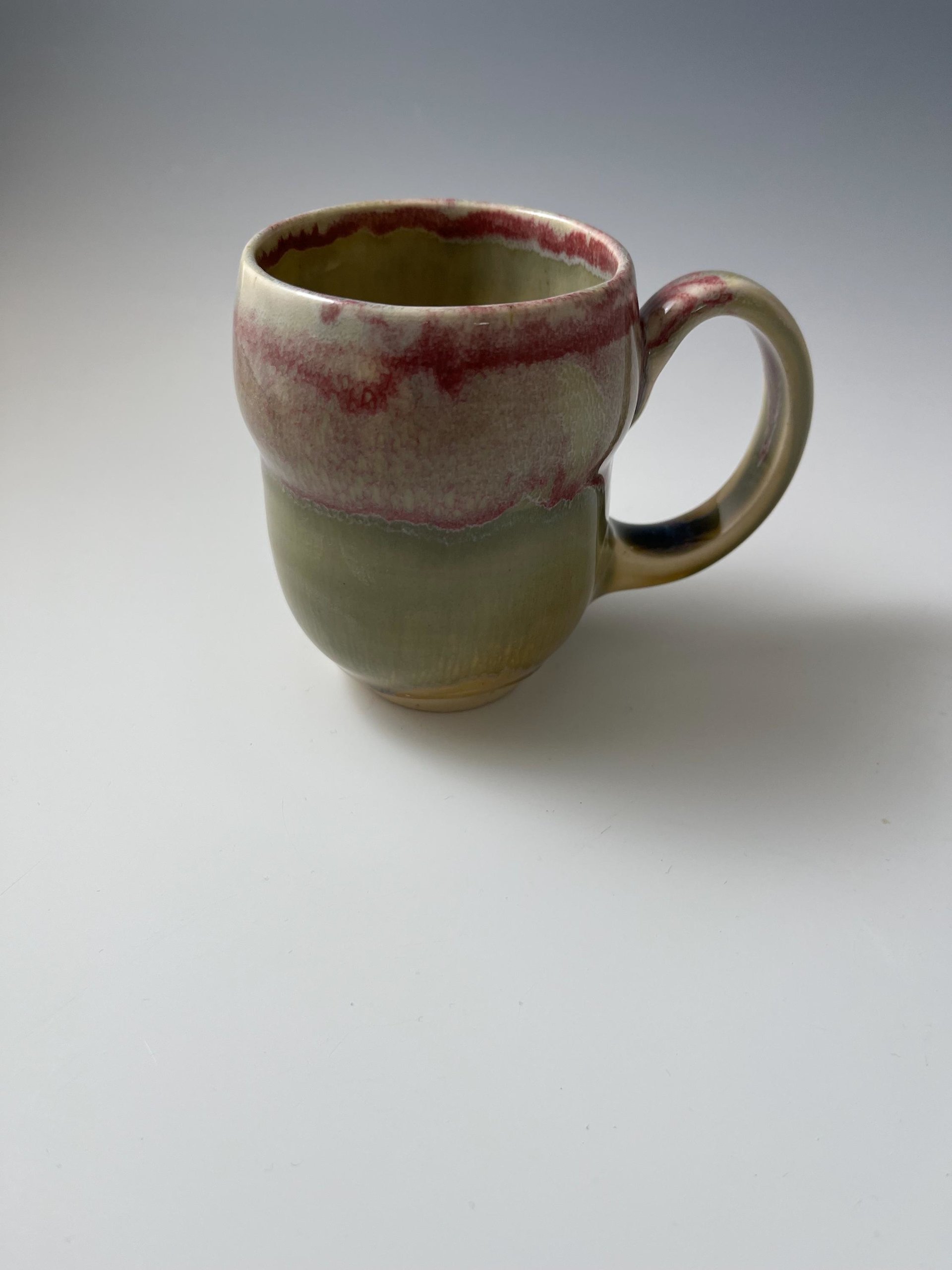Small Handmade Ceramic Raspberry Red and Maple Sugar Glazed Mug