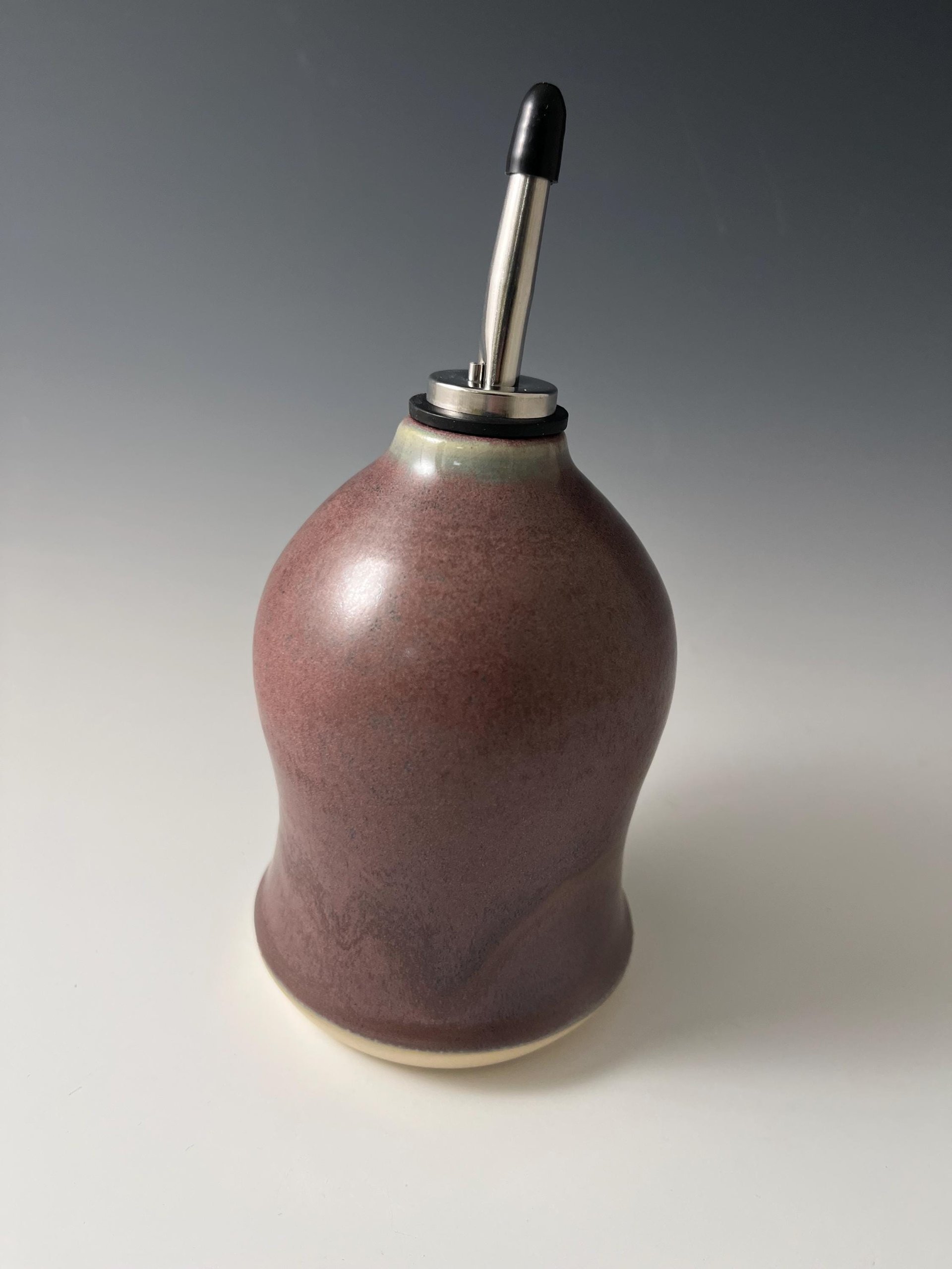Handmade Ceramic Oil or Vinegar Dispenser - Purple Aubergine