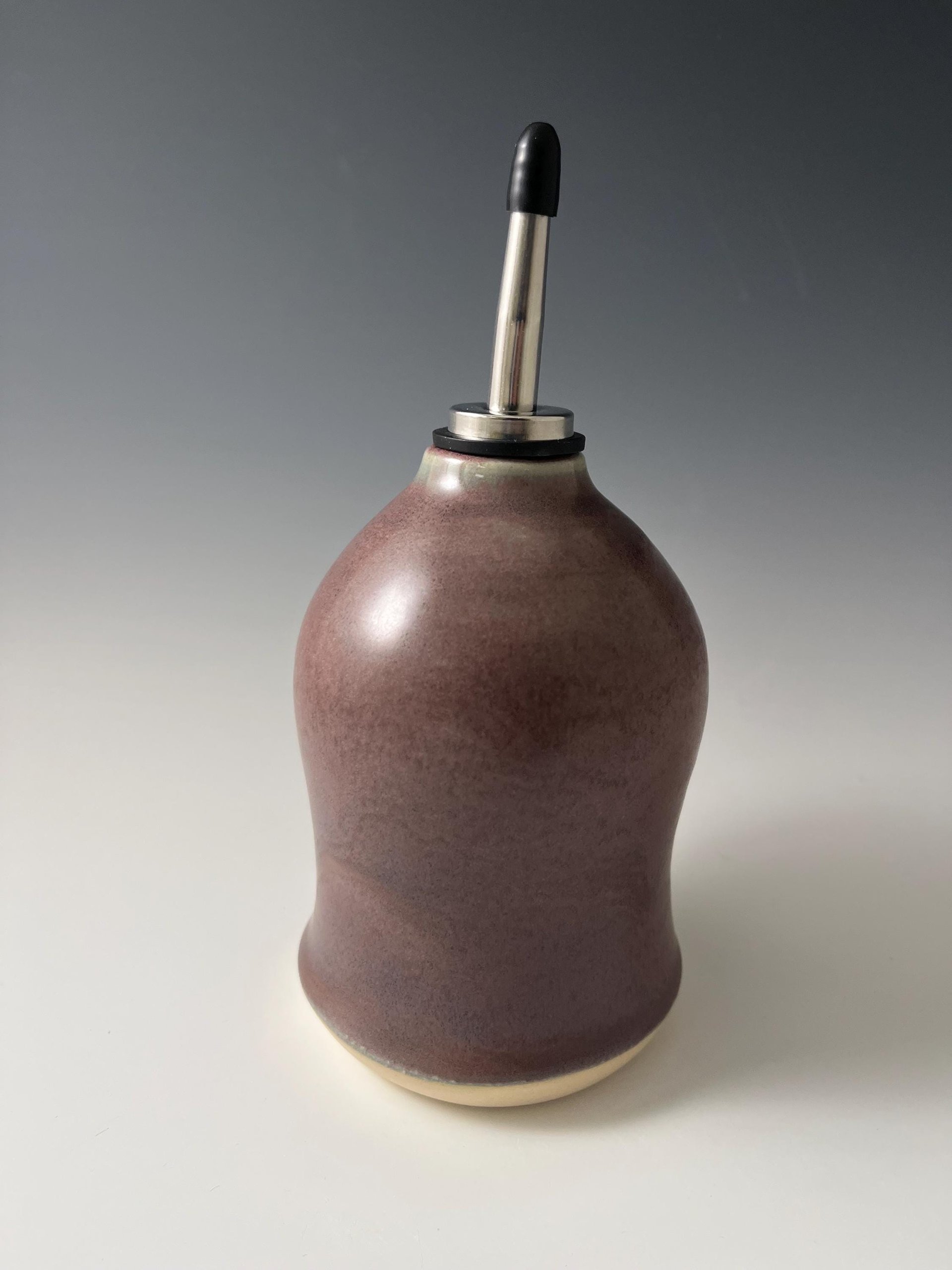 Handmade Ceramic Oil or Vinegar Dispenser - Purple Aubergine