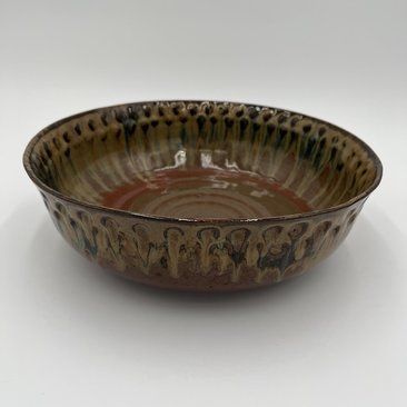 Large Handmade Earthy Red and Honey Ceramic Bowl