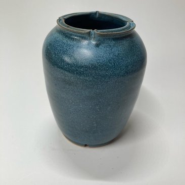 Small Blue Fluted Vase