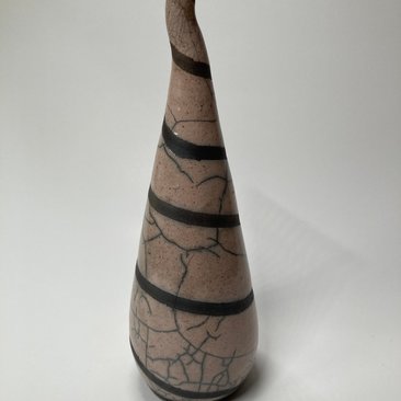 White Crackle Ceramic vase - Raku fired