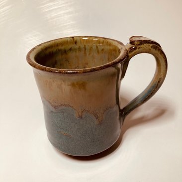Small blue and honey ceramic mug