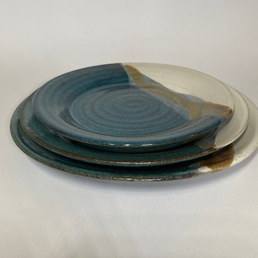Handmade three piece ceramic plate set