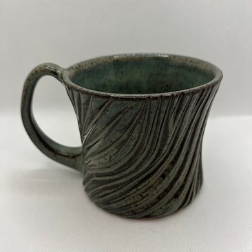 Handmade Carved Ceramic Green Mug