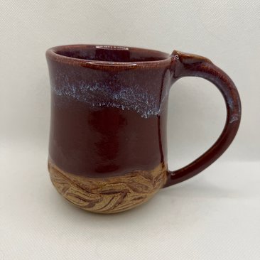 Handmade Ceramic Firebrick Red Carved Mug