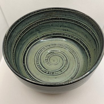 Handmade Swirl Carved Green Serving Bowl