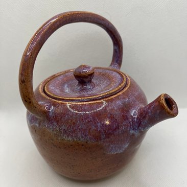 Handmade Plum and White Ceramic Teapot