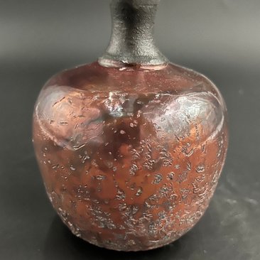 Handmade Iridescent Copper Ceramic Vase - Raku fired