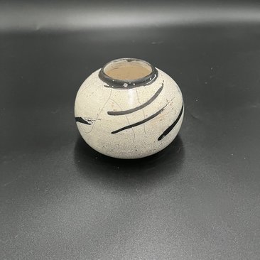 Handmade Black and White Crackle Ceramic vase - Raku fired