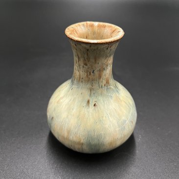 Handmade Green and Cream Ceramic Bud Vase