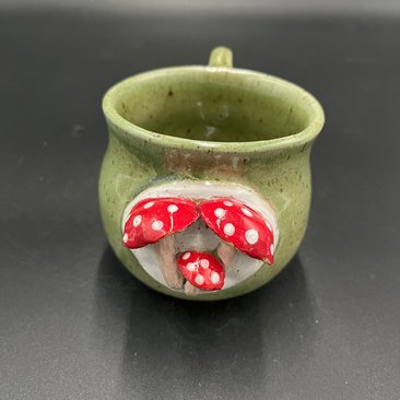 Handmade Green Ceramic Mushroom Mug
