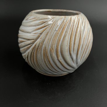 Handmade Carved Ceramic Moon Vase