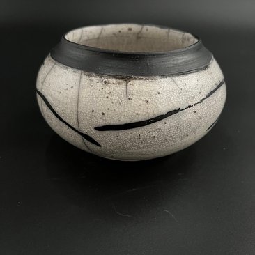 White Crackle Ceramic vase - Raku fired