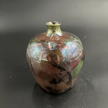 Handmade Iridescent Ceramic Vase - Raku fired