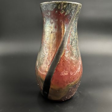 Large Handmade Iridescent Ceramic Vase - Raku fired