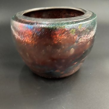 Handmade Iridescent Copper Ceramic Vase - Raku fired