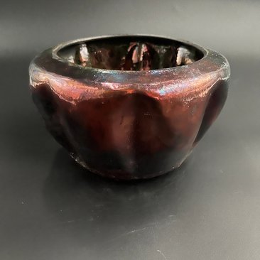 Handmade Iridescent Copper Ceramic Vase - Raku fired