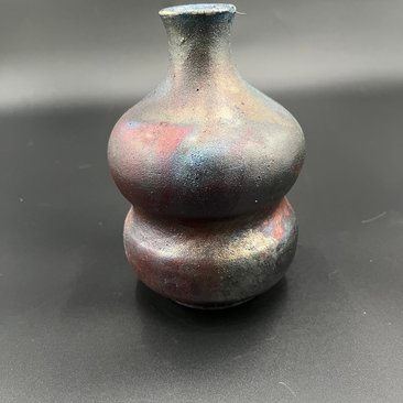 Handmade Irridescent Matte Bubble Vase - Raku fired