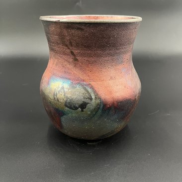 Handmade Irridescent Copper Matte Vase - Raku fired