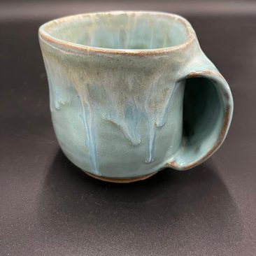 Handmade Blue Ceramic Hand-warmer Mug