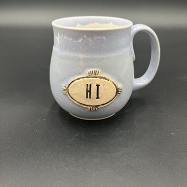 Handmade Light Blue “HI” Ceramic Mug