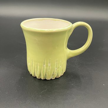 Small Carved Handmade Ceramic Saguaro Green and White Mug