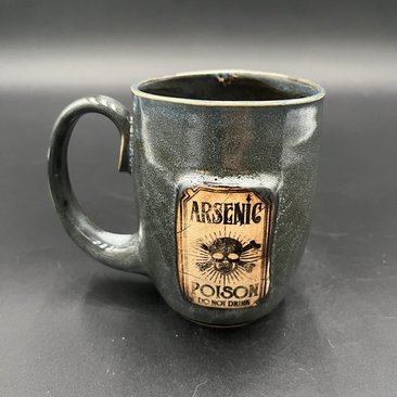 Handmade Ceramic “Poison” Inspired Black and Grey Mug - Arsenic