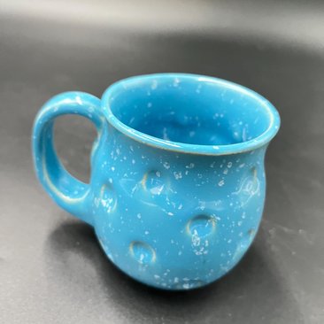 Handmade Bright Blue Polka Dot Ceramic Mug