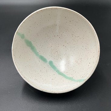 Handmade White and Green Speckled  Ceramic Bowl