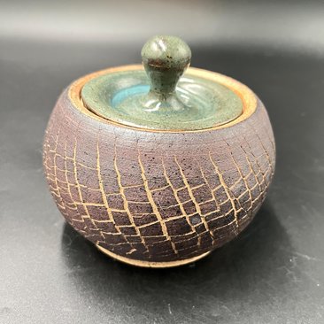 Hand-made Ceramic Crackle Lidded Jar
