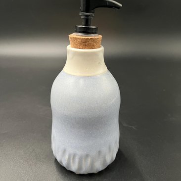 Handmade Ceramic Soft Blue Carved Soap Dispenser
