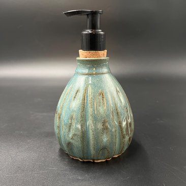 Handmade Ceramic Sea Green Carved Soap Dispenser